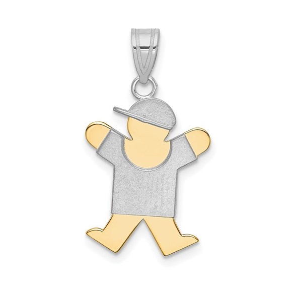 Million Charms 14k Two-Tone Small Boy with Hat on Right Engravable Charm